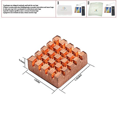 huicouldtool 2-teiliges CPU-Kühlkörper-Set für Raspberry Pi 3, Pi 2, Modell B + 2 Kühlkörper-Kits mit 3M-Klebstoff,Gold von huicouldtool