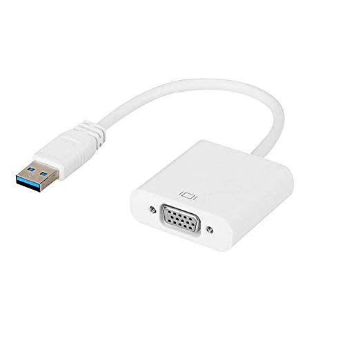 huicouldtool USB3.0 zu VGA Video Grafik Konverter Card Display Externes Kabel 1080P Anschlüsse Adapter für PC Laptop,White,≤0.5m von huicouldtool
