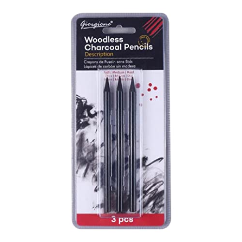 Woodless Pencil Set Schwarz 6 Grad Graphit Bleistift 3 Grad Kohlestift Für Anfänger Student Amateur Maler 3/6PC Graphit Kohlestifte Künstler Nicht-Holz Holzlos Skizze Zeichnung Graphit von huiouer