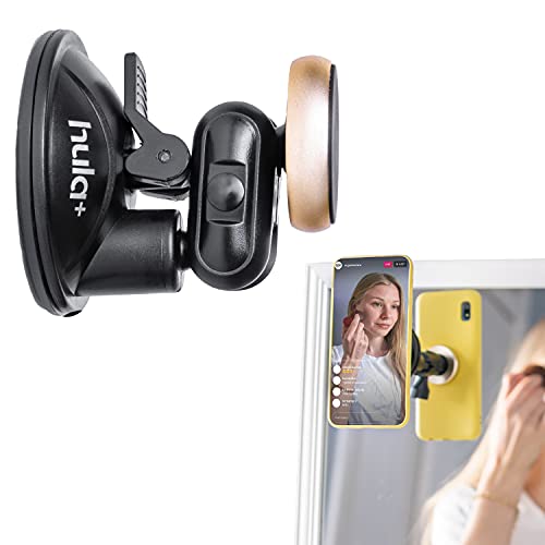 hula+ Magnetischer Handyhalter, wiederverwendbarer Ständer, tragbare Halterung für Dusche, Spiegel, Küche, Fenster und Badezimmer, kompatibel mit allen Handys, ideal für Inhalte, TikTok, Instagram, von hula+