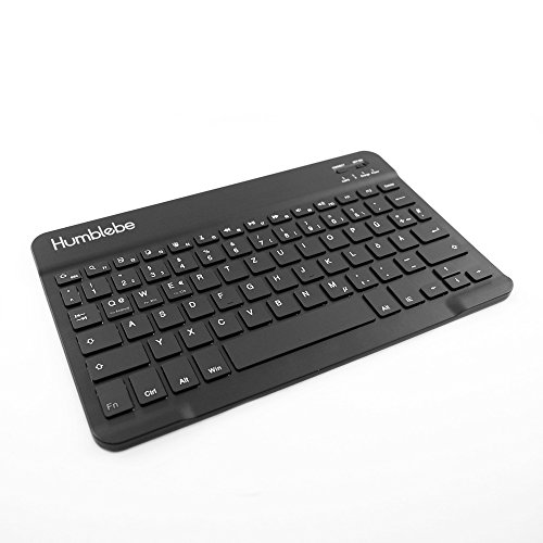 Bluetooth 3.0 Tastatur für Tablet, Handy, Smartphone SCHWARZ [QWERTZ-Layout, 78 Tasten, kabellos Wireless] von humblebe