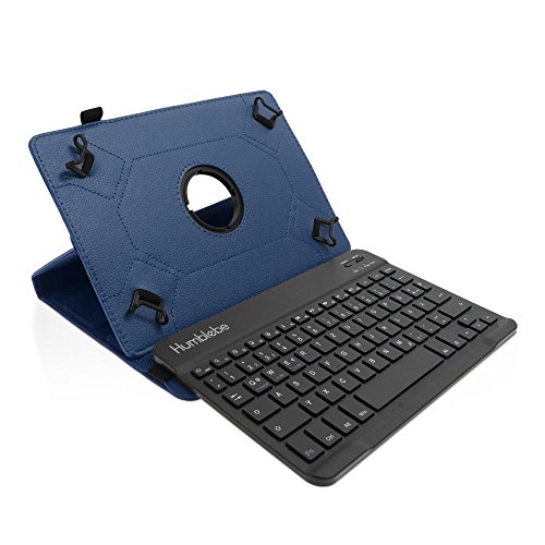 Drehbare Hülle inkl. Deutscher QWERTZ Tastatur für Samsung Galaxy Tab A (A6 2016) 10.1 in Blau mit Standfunktion und Bluetooth [Passend für Modell SM-T580, SM-T585] von humblebe