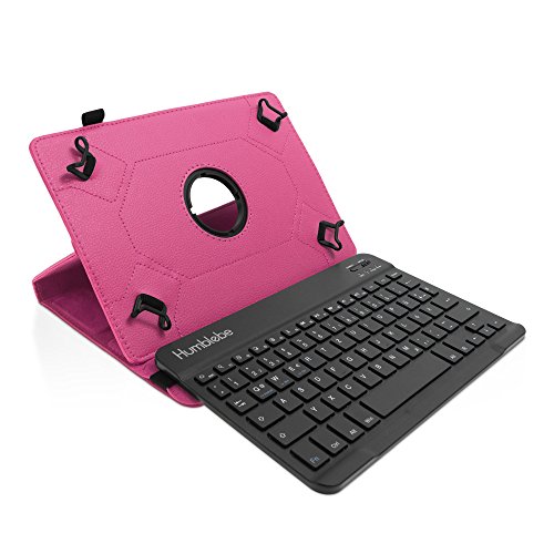 Drehbare Hülle inkl. Deutscher QWERTZ Tastatur für Samsung Galaxy Tab A (A6 2016) 10.1 in PINK mit Standfunktion und Bluetooth [passend für Modell SM-T580, SM-T585] von humblebe