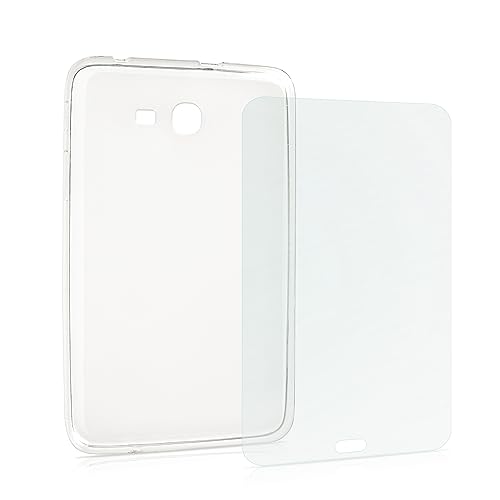 Transparente Silikon Hülle für das 7.0" Samsung Galaxy Tab 3 lite inkl. Schutzfolie passend für Modell SM-T110, SM-T111, SM-T113, SM-T116 von humblebe