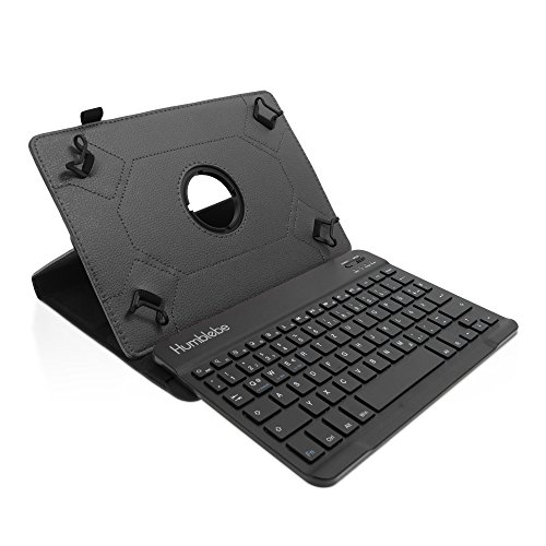Drehbare Hülle inkl. Deutscher QWERTZ Tastatur für Samsung Galaxy Tab A (A6 2016) 10.1 in Schwarz mit Standfunktion und Bluetooth [Passend für Modell SM-T580, SM-T585] von humblebe