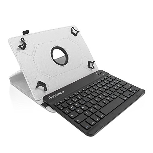 Drehbare Hülle inkl. Deutscher QWERTZ Tastatur für Samsung Galaxy Tab A (A6 2016) 10.1 in Weiß mit Standfunktion und Bluetooth [Passend für Modell SM-T580, SM-T585] von humblebe