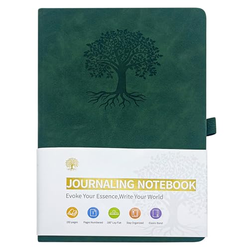 hurifeng A5 Notizbuch mit Hardcover - Hochwertiger PU-Leder Einband, 196 Seiten auf Doryn Papier, Drahtbindung, Perfekt für Business und Büro (Grün) von hurifeng