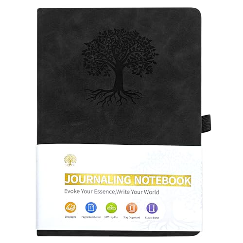 hurifeng A5 Notizbuch mit Hardcover - Hochwertiger PU-Leder Einband, 196 Seiten auf Doryn Papier, Drahtbindung, Perfekt für Business und Büro (Schwarz) von hurifeng