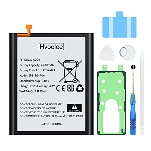 hvoolee 3000mAh Akku für Samsung Galaxy A20e (A202F), Interner Ersatzakku EB-BA202ABU Hohe Kapazität Handy-Akku Galaxy A10e Mit Reparaturset von hvoolee