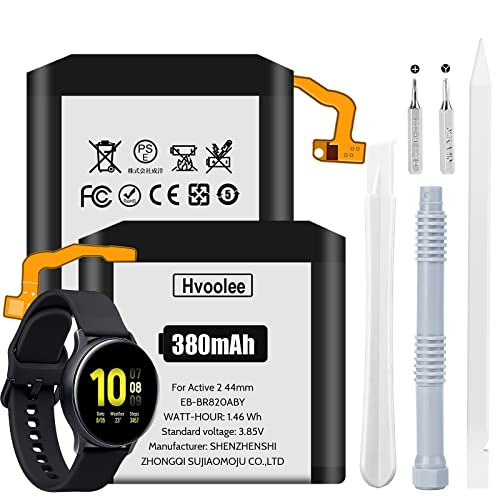 hvoolee 380mAh Ersatz Akku für Samsung Galaxy Watch Active 2 44mm Interner Ersatzakku EB-BR820ABY mit professionellen Reparaturset von hvoolee