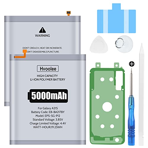 hvoolee 5000mAh Akku für Samsung Galaxy A21S (A217), Galaxy A12 (A125F), Galaxy A12s (A127F), A13 4G (A135F), A04s (A047F), A02 (A022F) Hohe Kapazität EB-BA217ABY Ersatzakku mit Reparaturset von hvoolee