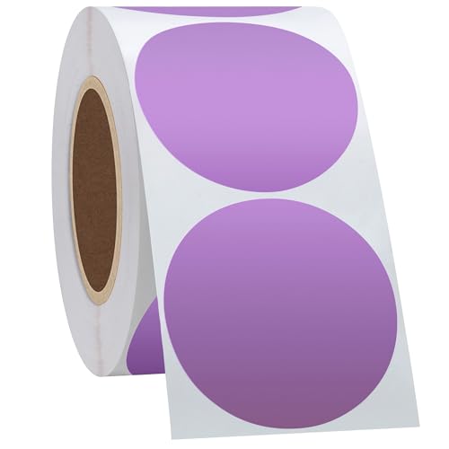 Hycodest 5,1 cm Kreis Thermo-Aufkleber-Etiketten, Mehrzweck-selbstklebende runde Thermodirekt-Etiketten für Etikettendrucker, 750 Etiketten (lila) von hycodest
