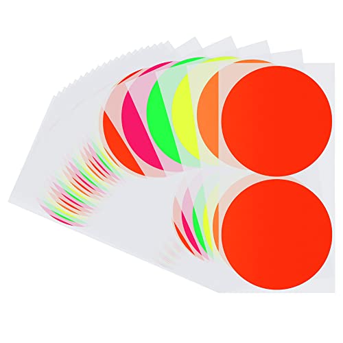 Hycodest 7,6 cm verschiedene fluoreszierende runde Farbkodierungsetiketten, blanko Punktaufkleber, 5 Farben, 50 Stück von hycodest