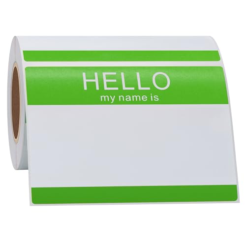 Hycodest 89 x 60 mm Hello My Name is Sticky Namensaufkleber rechteckig beschriftbar Namensschilder Tags (Green) von hycodest