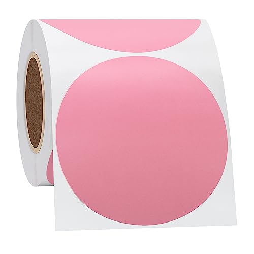 Hycodest Kreis Thermo Aufkleber Etiketten, Mehrzweck Selbstklebend Runde Direkt Thermoetiketten für Etiketten Drucker 350 Etiketten (Pink, 76mm) von hycodest