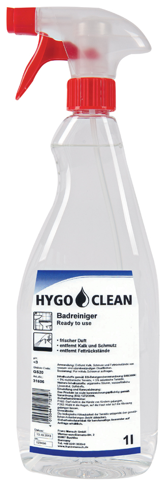 HYGOCLEAN Badreiniger Ready to use, 1 Liter Sprühflasche von hygoclean