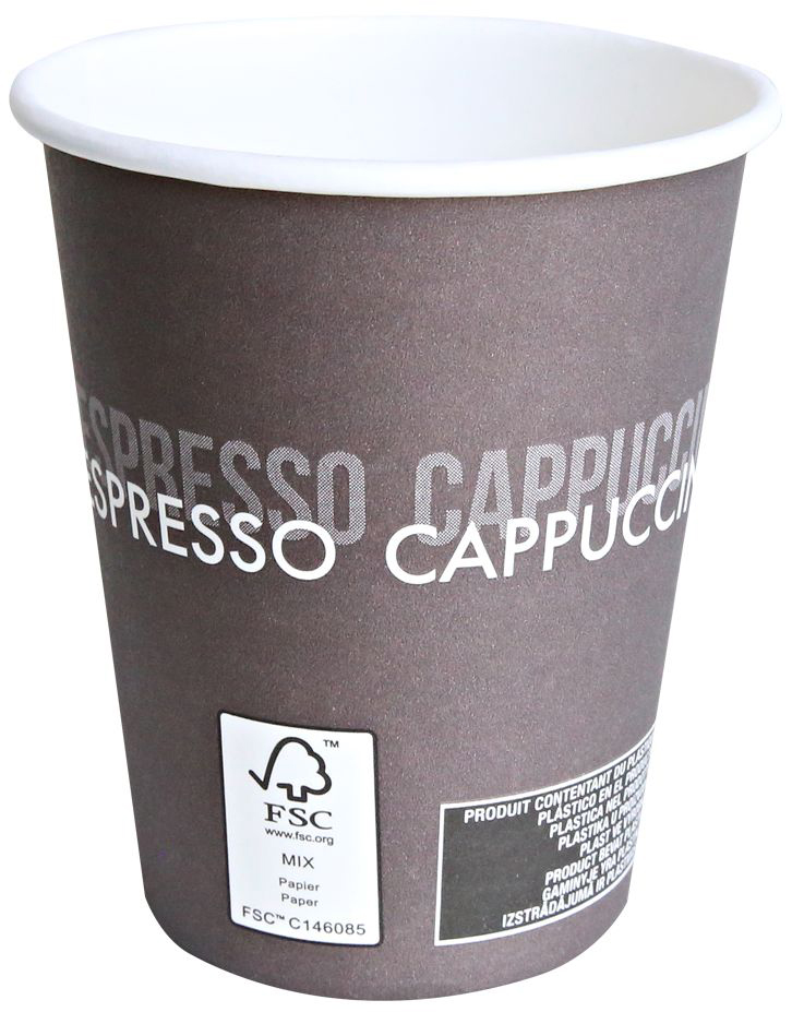 HYGOSTAR Hartpapier-Kaffeebecher To Go, 300 ml, braun/weiß von hygostar