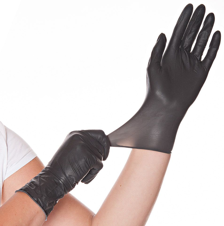 HYGOSTAR Latex-Handschuh , DIABLO, , M, schwarz, puderfrei von hygostar