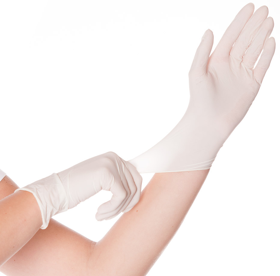 HYGOSTAR Latex-Handschuh SKIN, S, weiß, gepudert von hygostar