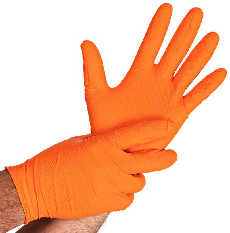 HYGOSTAR Nitril-Handschuh , POWER GRIP, , M, orange, puderfrei von hygostar