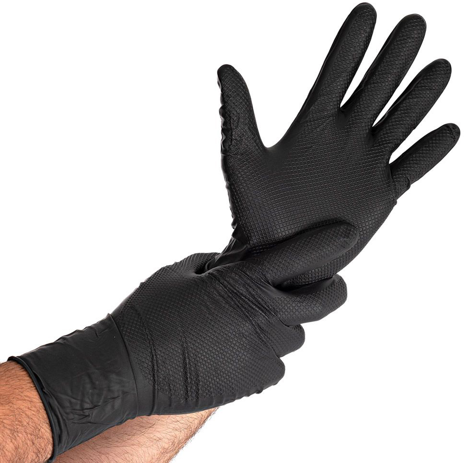 HYGOSTAR Nitril-Handschuh , POWER GRIP LONG, , L, schwarz von hygostar