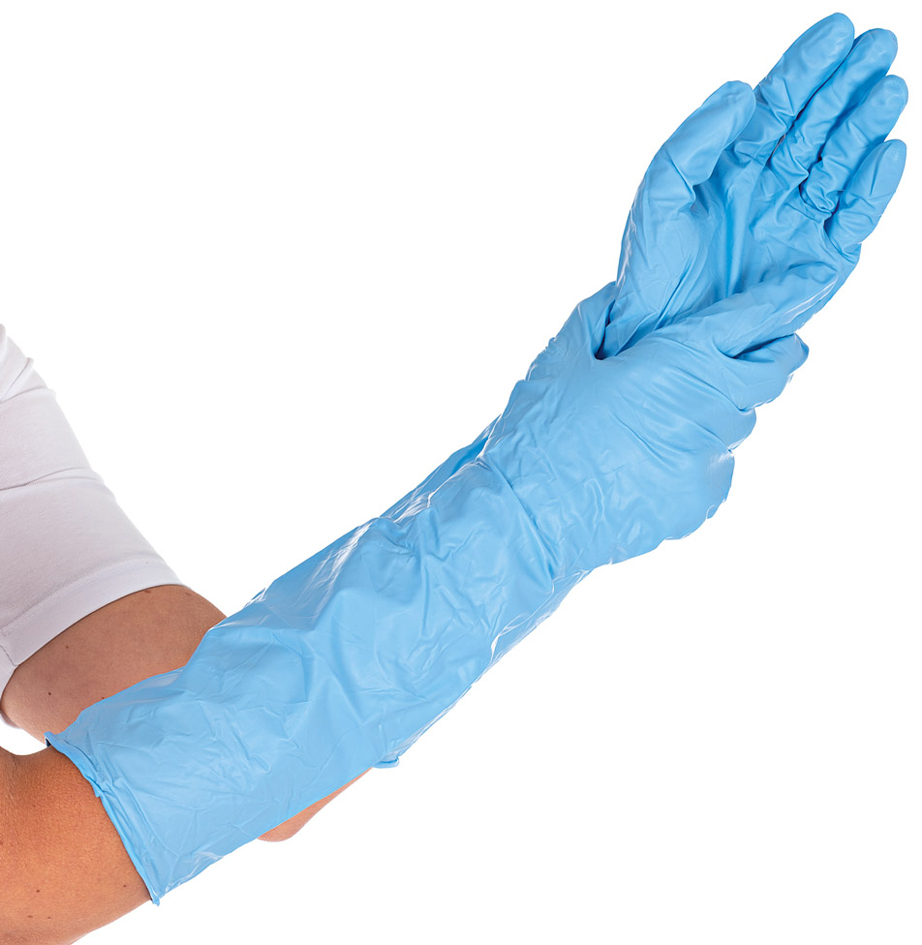 HYGOSTAR Nitril-Handschuh EXTRA SAFE SUPERLONG, L, blau von hygostar
