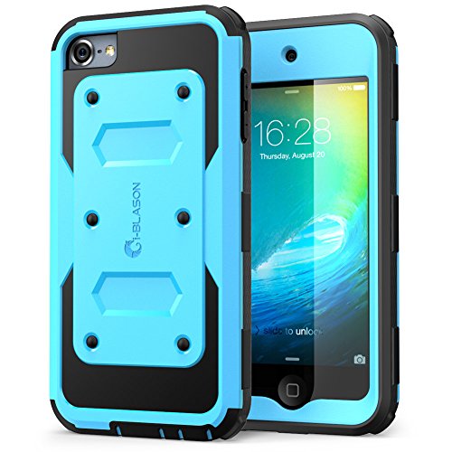 i-Blason Apple iPod Touch 7/6/5 Generation Hülle Bumper Case 360 Grad Handyhülle Robust Schutzhülle Cover [Armorbox] mit eingebautem Displayschutz und Gürtelclip, Blau von i-Blason