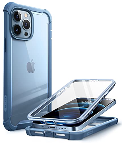 i-Blason Ares Hülle für iPhone 13 Pro 6,1 Zoll (2021 Release), zweilagige, robuste, transparente Bumper-Schutzhülle mit integriertem Displayschutz (Azure) von i-Blason