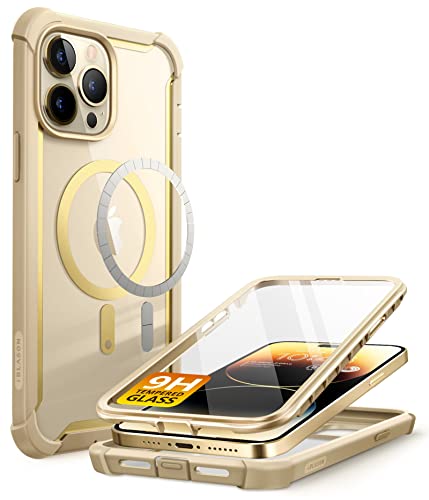 i-Blason Ares Mag Series Hülle für iPhone 14 Pro (6.1") 2022, Bumper Case Transparent Handyhülle mit integrierte Displayschutzfolie aus Gehärtetem Glas Kompatibel mit MagSafe (Myth) von i-Blason