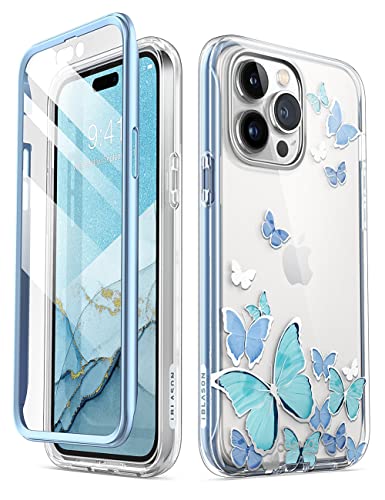i-Blason Case aus der Serie Cosmo für iPhone 14 Pro 5G 6.1 Zoll (Version 2022), Schlankes, stylisches Ganzkörper-Schutzhülle mit integrierter Displayabdeckung (Bluefly) von i-Blason