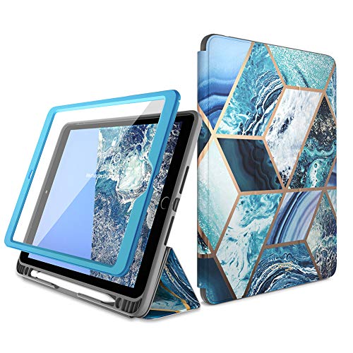i-Blason Cosmo Hülle für iPad 8./7. Generation, iPad 10.2 2020 2019, Full Body Trifold mit integriertem Displayschutz, Schutzhülle Smart Cover mit Auto Sleep/Wake & Pencil Holder (Blau) von i-Blason