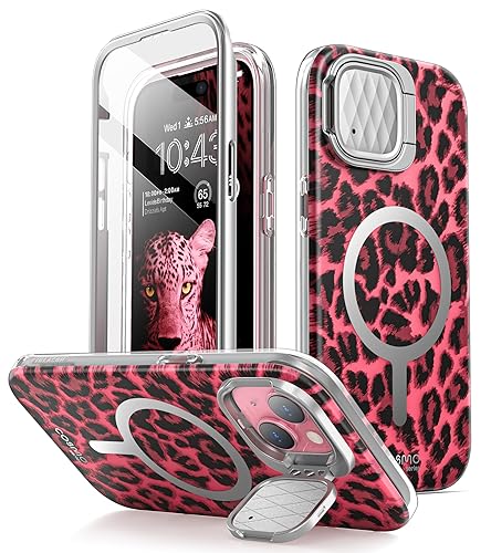 i-Blason Cosmo Mag Hülle für iPhone 15/iPhone 14/iPhone 13 [6,1''] mit Kameraschutz Ständer, [Kompatibel mit MagSafe] Glitzer Handyhülle Schlank Case Schutzhülle mit Displayschutz (PinkChee) von i-Blason