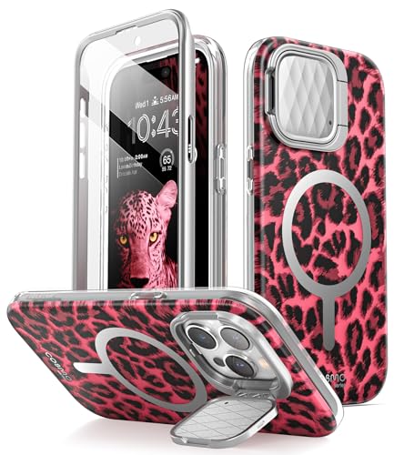 i-Blason Cosmo Mag für iPhone 15 Pro Max Hülle (6.7") mit Kameraschutz Ständer, [Kompatibel mit MagSafe] Glitzer Handyhülle Schlank Case Schutzhülle mit Displayschutz 2023 (PinkChee) von i-Blason