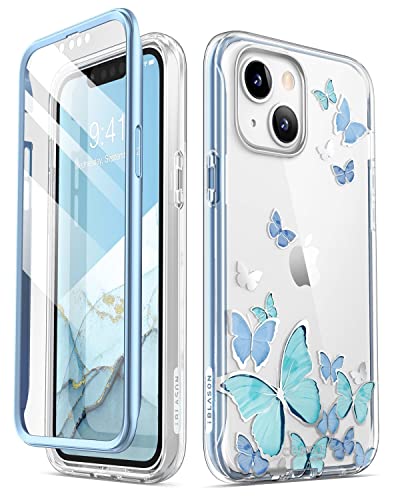 i-Blason Cosmo Series Hülle für iPhone 13 5G 6,1 Zoll (2021 Release), Slim Full-Body Stylische Schutzhülle mit integriertem Displayschutz (BlueFly) von i-Blason