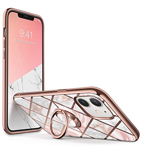 i-Blason Cosmo Snap Case entworfen für iPhone 12/iPhone 12 Pro 6.1 Zoll (2020 Release), schlank mit eingebautem 360° drehbarem Ringhalter Kickstand unterstützt Auto Halterung Marmor (iPhone 2020 CosSnap) von i-Blason