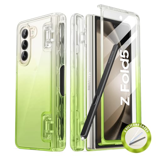 i-Blason Cosmo für Samsung Galaxy Z Fold 5 Hülle mit Stifthalter, Stoßfest Handyhülle Bumper Case Schlank Schutzhülle Cover mit integriertem Displayschutz (Grün) von i-Blason