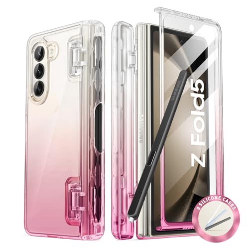 i-Blason Cosmo für Samsung Galaxy Z Fold 5 Hülle mit Stifthalter, Stoßfest Handyhülle Bumper Case Schlank Schutzhülle Cover mit integriertem Displayschutz (Pink) von i-Blason
