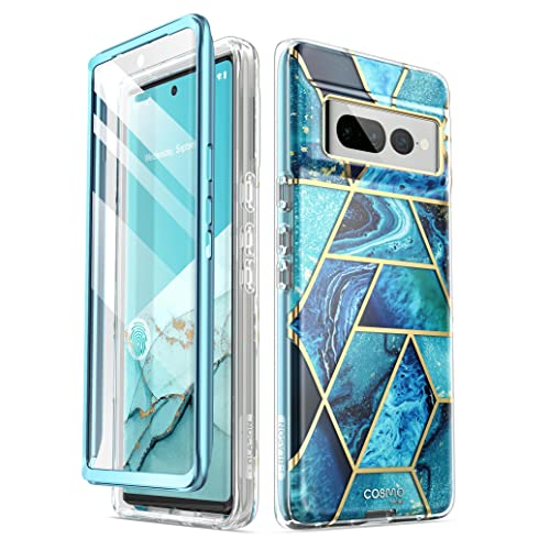 i-Blason Cosmo Serie für Google Pixel 7 Pro Hülle (2022 Release), schlanke Ganzkörper-Schutzhülle mit integriertem Displayschutz (Ozean) von i-Blason