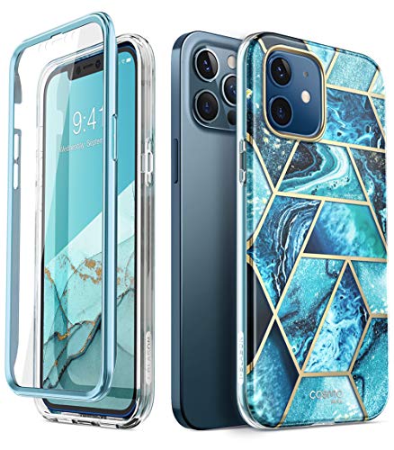 i-Blason Glitzer Hülle für iPhone 12 / iPhone 12 Pro (6.1‘’) Handyhülle 360 Grad Case Bumper Schutzhülle Cover [Cosmo] mit Displayschutz 2020, Blau von i-Blason