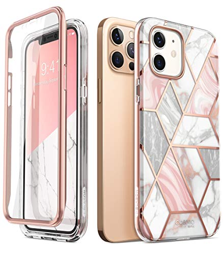 i-Blason Glitzer Hülle für iPhone 12 / iPhone 12 Pro (6.1‘’) Handyhülle 360 Grad Case Bumper Schutzhülle Cover [Cosmo] mit Displayschutz 2020, Marmor von i-Blason