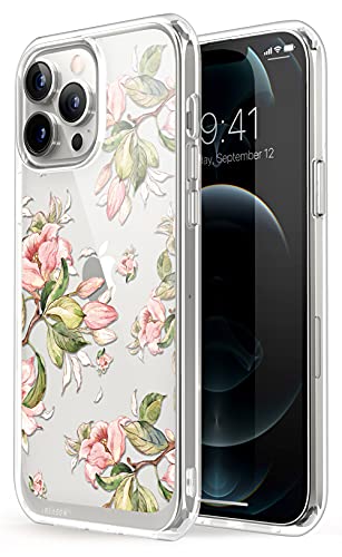 i-Blason Halo Schutzhülle für iPhone 13 Pro Max 6,7 Zoll (2021 Release), dünne, transparente Hülle mit TPU-Innenstoßstange (Flower Buds/Pfirsich) von i-Blason