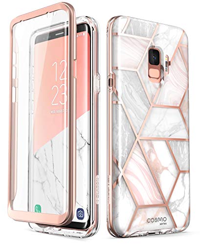 i-Blason Hülle Kompatibel für Samsung Galaxy S9 Glitzer 360 Grad Handyhülle Bumper Case Glänzend Schutzhülle Full Cover [Cosmo] mit integriertem Displayschutz, Marmor von i-Blason