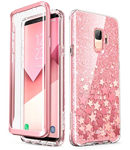 i-Blason Hülle Kompatibel für Samsung Galaxy S9 Glitzer 360 Grad Handyhülle Bumper Case Glänzend Schutzhülle Full Cover [Cosmo] mit integriertem Displayschutz, Pink von i-Blason