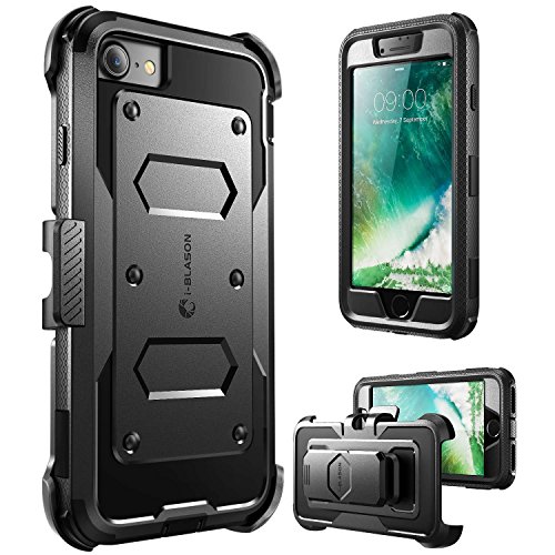 i-Blason Hülle für iPhone SE 2022/2020 (4,7"), Outdoor Handyhülle iPhone 8 iPhone 7 Case 360 Grad Schutzhülle Full Cover [Armorbox] mit Integriert Displayschutz und Gürtelclip, Schwarz von i-Blason