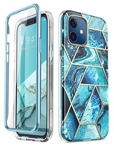 i-Blason Marmor Hülle für iPhone 12 Mini (5.4'') Glitzer Handyhülle [Cosmo] mit Displayschutz, Blau von i-Blason