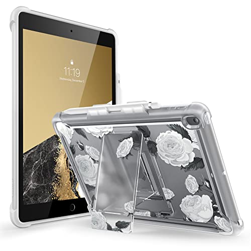 i-Blason Schutzhülle für iPad 9e/8e/7. Generation 10,2 Zoll (2021/2020/2019) [Halo-Serie] Transparenter Schutz, mit integriertem Ständer, TPU-Innenstoßstange (Q) von i-Blason