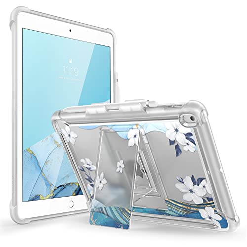 i-Blason Schutzhülle für iPad 9e/8e/7. Generation 10,2 Zoll (2021/2020/2019) [Halo-Serie] Transparenter Schutz mit integriertem Ständer, TPU-Innenstoßstange (G) von i-Blason