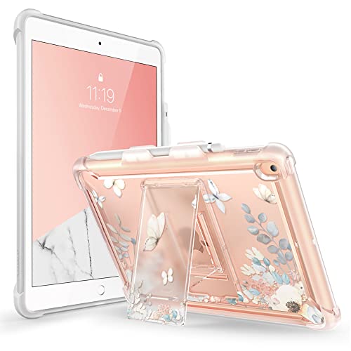 i-Blason Schutzhülle für iPad 9e/8e/7. Generation 10,2 Zoll (2021/2020/2019) [Halo-Serie] Transparenter Schutz mit integriertem Ständer, TPU-Innenstoßstange (K) von i-Blason