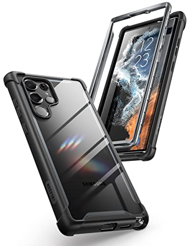 i-Blason Transparent Hülle für Samsung Galaxy S22 Ultra (6.8") 5G Handyhülle Bumper Case Robust Schutzhülle Robust Cover [Ares] OHNE Integriertem Displayschutz 2022 Ausgabe (Schwarz) von i-Blason