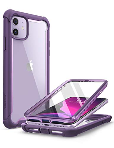 i-Blason Transparent Hülle für iPhone 11 (6.1'') Bumper Case 360 Grad Handyhülle Schutzhülle Full Cover [Ares] mit eingebautem Displayschutz, Lila von i-Blason